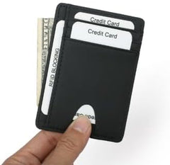 Sleek Minimalist RFID-Blocking Leather Wallet for Men & Women with Front Pocket Design