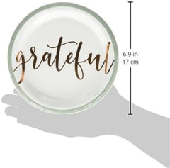 Unique Industries Pastel Thanksgiving Grateful Foil Stamping Round Dessert Paper Plates - 7" (8 Ct) | Elegant & Disposable Paper Plates - Ideal for Holiday Celebrations & Gatherings, Gray, White, Gold