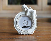 White Mini Picture Frame for Lovely Baby,Heart Shaped Photo Frames Home Decor,Porta Retrato Moldura Creative Wedding Photo Frame (Round)