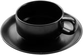 Sizikato Classic Matte Black Porcelain Cup & Saucer Set, 6oz Tea Cup Coffee Mug