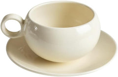 WAIT FLY Simple Round Shape Ceramic Coffee Mug Set with Saucer, Tea Cup, Milk cup, Office Water Mug, Dessert Plate-Purple-9 OZ