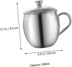 VALICLUD Handle Water Cup Stainless Steel Coffee Tumbler Drink Mug Lids for Home