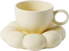 Premium Ceramic Coffee Mug Tea Cup Water Cup,with Saucer Ceramic Creative Flower Tea Cup Saucer Set Kitchen Office Tableware Birthday Gifts Cups Set(Color:Yellow) (Color : B) (Color : Yellow)