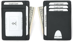 Sleek Minimalist RFID-Blocking Leather Wallet for Men & Women with Front Pocket Design