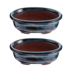 BESPORTBLE 2Pcs Mini Ceramic Glazed Planters, Chinese Style Succulent Flower Pots for Home Office Decoration, Cute Bonsai Vases