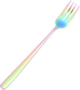 PRETYZOOM Stainless Steel Colorful Dinner Forks Prong Design for Western Dining Elegant Tableware for Home Kitchen for Fruits Cakes and Bread