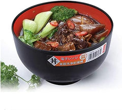JapanBargain 2045, Japanese Soup Bowl, 38 fl.oz, Plastic Bowl for Ramen, Udon, Pho, Rice, and Cereal, Microwave & Dishwasher Safe, Black and Red Color, Made in Japan