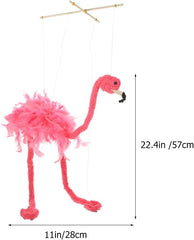 LOGOFUN 2pcs Plush Flamingo String Puppet Stuffed Flamingo String Puppet Fluffy Animal String Puppet Prop for Performance Supplies
