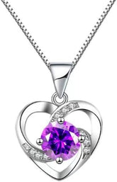 Necklace for Women Gem Heart Pendant Necklace Womens Love Colorful Design Pendant Necklace Jewelry Gifts for Women (Big red pendant.)