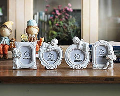 White Mini Picture Frame for Lovely Baby,Heart Shaped Photo Frames Home Decor,Porta Retrato Moldura Creative Wedding Photo Frame (Round)