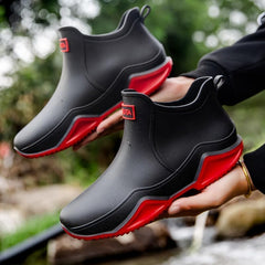 Men's and women's outdoor waterproof and anti slip rain boots, fashionable short rain boots, garden shoes, ankle deck boots