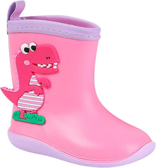 Little Child Toddler Boys Girls Multicolor Rain Boots Dinosaur Print Non Slip Flat Rain Shoes Toddler Snow Boots