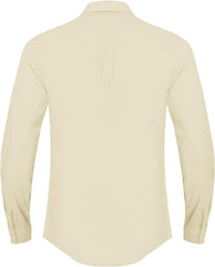 Button Down Linen Shirts for Men Casual Long Sleeve Regular Fit Cotton Beach Shirts with Pocket