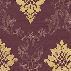 CONCORD WALLCOVERINGS ™ Silk Impressions 2, Contemporary Floral Bordo, Beige Wallpaper Sample