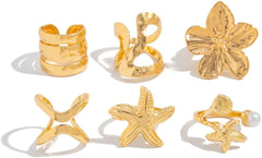 Chunky Gold Rings for Women Bold Statement Jewelry Fashion Ring Set