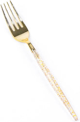 24 Clear 8.5-inch Disposable Plastic Forks Gold Glittered Handle Wedding Party Reception Catering Decorations Supplies