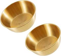 lasenersm 2 Pieces Wine Bowl Stainless Steel Rice Wine Bowl Round Rice Wine Cup Sauce Dish Condiment Dipping Bowl Seasoning Bowl Drink Bowl Sauce Bowl Snack Bowl Food Container(Golden, 13.6cm)