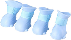 Pokinge 4 Pcs Pet Dog Rain Shoes, Candy Colors Waterproof Puppy Boot Cute Pet Sneaker for Small Dogs Anti-Slip Soft TEP Pet Paw Protector