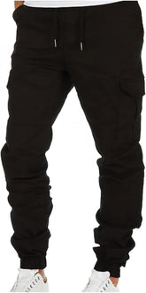 WUAI-Men Fashion Slim Fit Jogger Pants Drawstring Stretch Twill Cargo Athletic Workout Chino Utility Combat Pants with Pocket