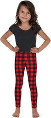 Red Buffalo Plaid Kids Leggings for Girls (2T-7), Cute Printed Holiday Christmas Checkered Check Lumberjack Yoga Pants