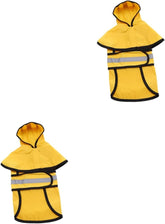 Angoily 2pcs Pet Dog Reflective Raincoat Hooded Rain Jacket for Small Dogs Yellow for Outdoor Walking Running and Spring Use