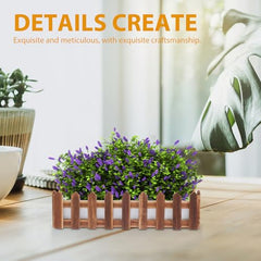 TOYANDONA Fence Shape Wooden Planter Box Outdoor Artificial Flower Planter Decorative Garden Pot for Patio and Balcony