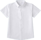 BILIKEYU Boys Girls Short Sleeve T Shirts Stand Collar Button Down Plaid Casual Tops for Kids 3 to 16 Years