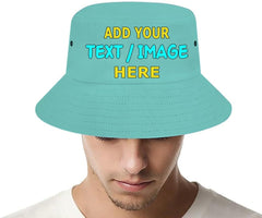 Custom Sun Bucket Hats for Women Men Personalized Wide Brim Fisherman Cap for Fishing Beach Foldable Travel Hat