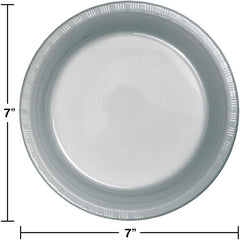 Creative Converting Touch of Color 20 Count Plastic Lunch Plates, Shimmering Silver, One size (28106011)