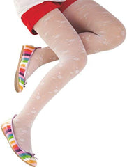 Sierra Socks Girls' Small Cable Pattern Opaque Tights, Floral Pattern Tights, Spandex Tight, White Color Tights, Soft Tights