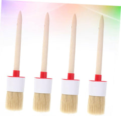4pcs Round Bristle Oil Painting Brush BBQ Mop Brush Wooden Handle Food for Basting Fathers Day