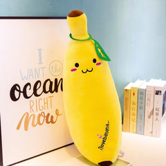 A-Parts Long Stuffed Banana Hugging Pillow Plush Body Soft Lumbar Back Cushion Plush Toy Doll for Kids Girlfriend for Bedroom Living Room