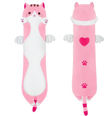 Long Plush Toy Cat Pillow Cute Plush Cat Toy Doll Stuffed Animal Cat Hugging Pillow for Sleeping Gift for Kids and Girls(Gray,50cm/19.6in)