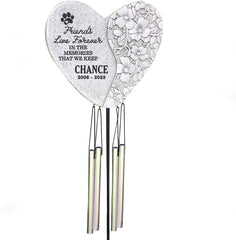 GiftsForYouNow Engraved in Loving Memory Personalized Pet Memorial Wind Chime with Stake, Pet Memorial Stone with Chimes, Dog Grave Marker