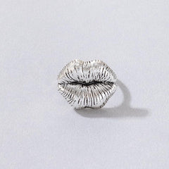Vintage Lips Open Silver Ring, Women Fashion Jewelry Trendy Gift Accessories
