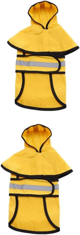 Angoily 2pcs Lovely Dog Reflective Raincoat Pet Jacket for Small Dogs and Puppies Yellow for Outdoor Walking and Running Rainy Weather