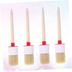 SUPVOX 4pcs Round Bristle Brush Wooden Handle Versatile for Oil Painting and Bbq for Watercolor Art