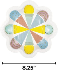 Multicolor Pastel Ice Cream Shaped Dessert Plates - 8.25" (Pack of 8) - Foil Stamping, Ideal for Summer Parties, Ice Cream-Themed Events, and Birthday Celebrations