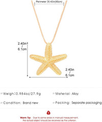 1PCS Gold Star-shaped Necklace, Dainty Sea Star Pendant Jewelry with Delicate Chain, Shiny Star Charm Necklaces for Beach Style, Trendy Summer Accessories (Golden)