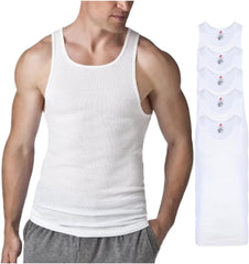 Hanes Men’s Tall 100% Cotton Ribbed Tank Tagless Undershirts, Multipack