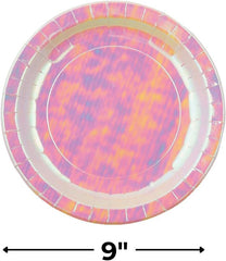 Fun Express Iridescent Pink Paper Dinner Plates - Iridescent Pink Theme Disposable Dessert Paper Plates - Tableware Decorations for Birthday New Year Events Baby Shower - Party Supplies - 8 Pieces