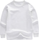 Kids Toddler Solid Color Cotton Shirts Tops Boys And Girls Long Sleeve Crewneck T-Shirts Casual Toddler Girls Sweatshirt