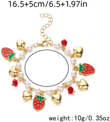 Strawberry Bracelet for Women Unique Fruit Charm Jewelry Gift Ready Fashion Accessory