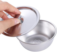 Stainless Steel Rice Bowl with Lid Portable Steamed Egg Bowl Metal Salad Bowls Soup Bowls Serving Dishes for Eggs, Sauces, Noodle, Ice Cream