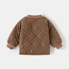 Toddler Boys Girls Winter Coat Thick Puffer Cotton Quilted Jacket Solid Color Baseball Outerwear Button Cloure