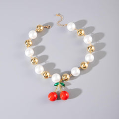 1PC Cherry Pendant Necklace, Cute Fruit Charm Necklace for Women, Delicate Acrylic Cherry Jewelry with Adjustable Chain, Sweet Summer Layered Necklace