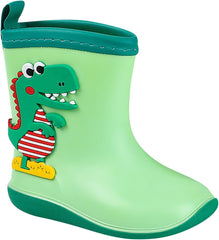 Little Child Toddler Boys Girls Multicolor Rain Boots Dinosaur Print Non Slip Flat Rain Shoes Toddler Snow Boots