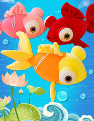 NatureMan13.7inch Goldfish Stuffed Animal Toy Cute Soft Fish PlushPillow for Home Ddecoration Kids Pillow Gift (red)