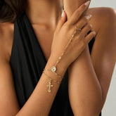 Stylish Gold Hand Chain Bracelet with Ring for Women Summer Jewelry