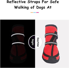 4Pcs Dog Boots, Soft Dog Outdoor Shoes Dog Protector with Reflective Strips for Small Medium Large Dogs (XXL)